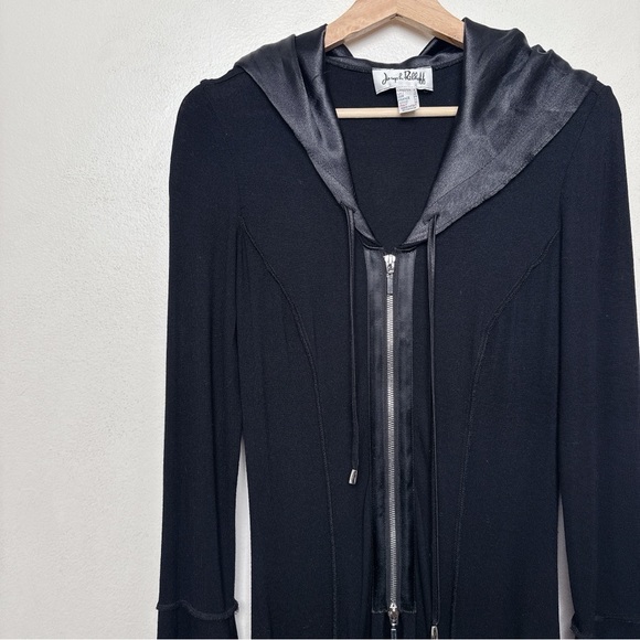 Joseph Ribkoff Womens 4 Vintage Goth Hooded Zip Pocket Long Dress Jacket - Picture 5 of 14